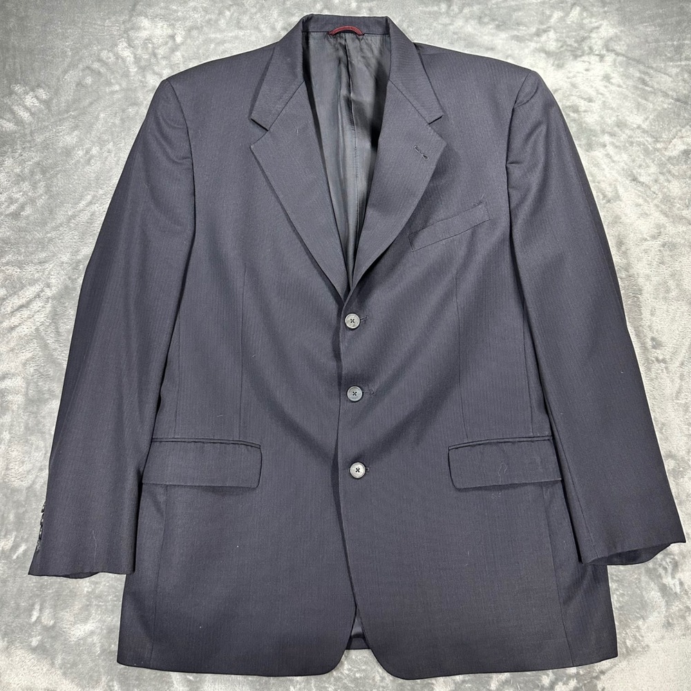 Hart Schaffner Marx The Boardroom Navy Blue 3 Button Blazer Sport Coat Mens 44L